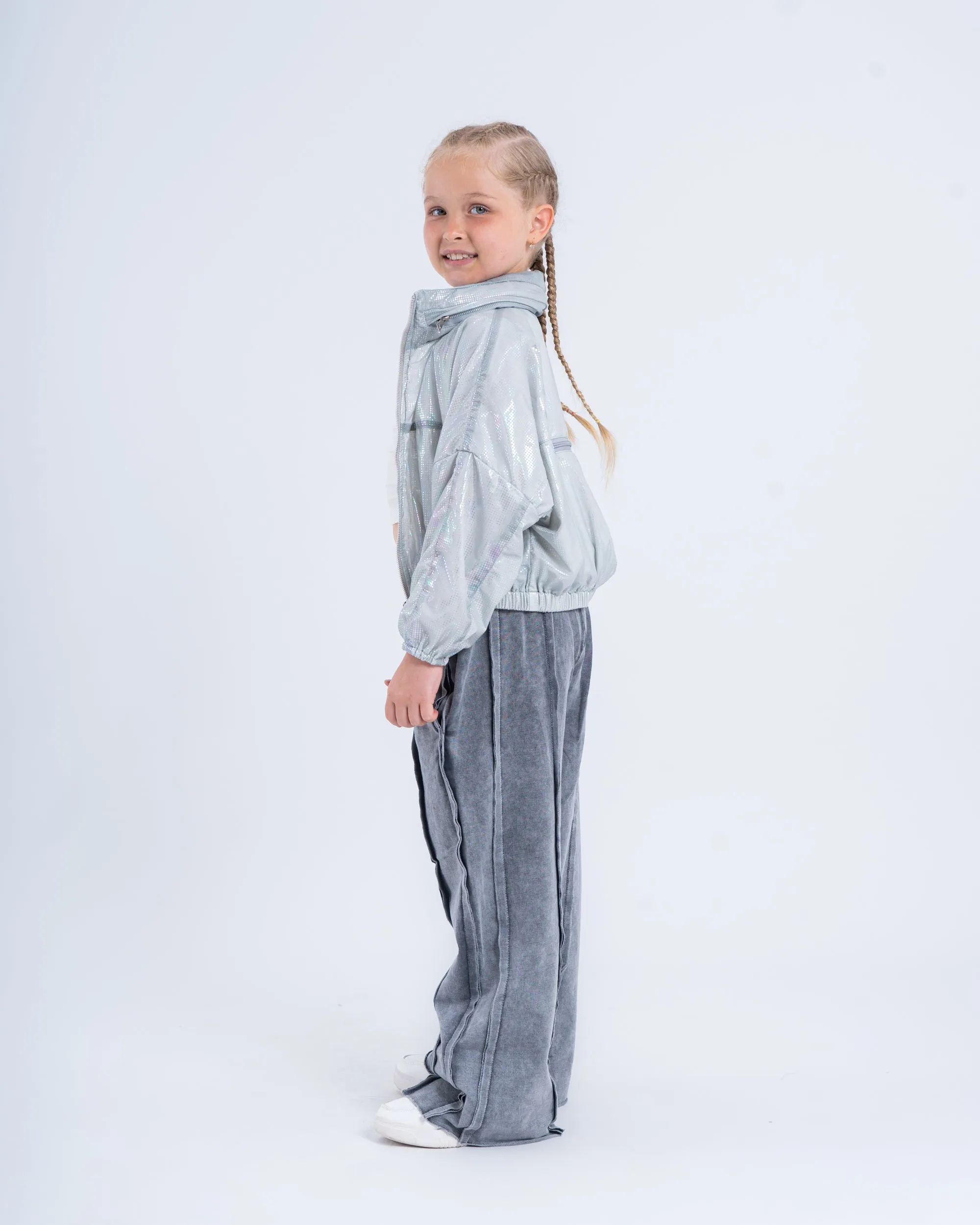 Convertible Metallic Nylon Jacket