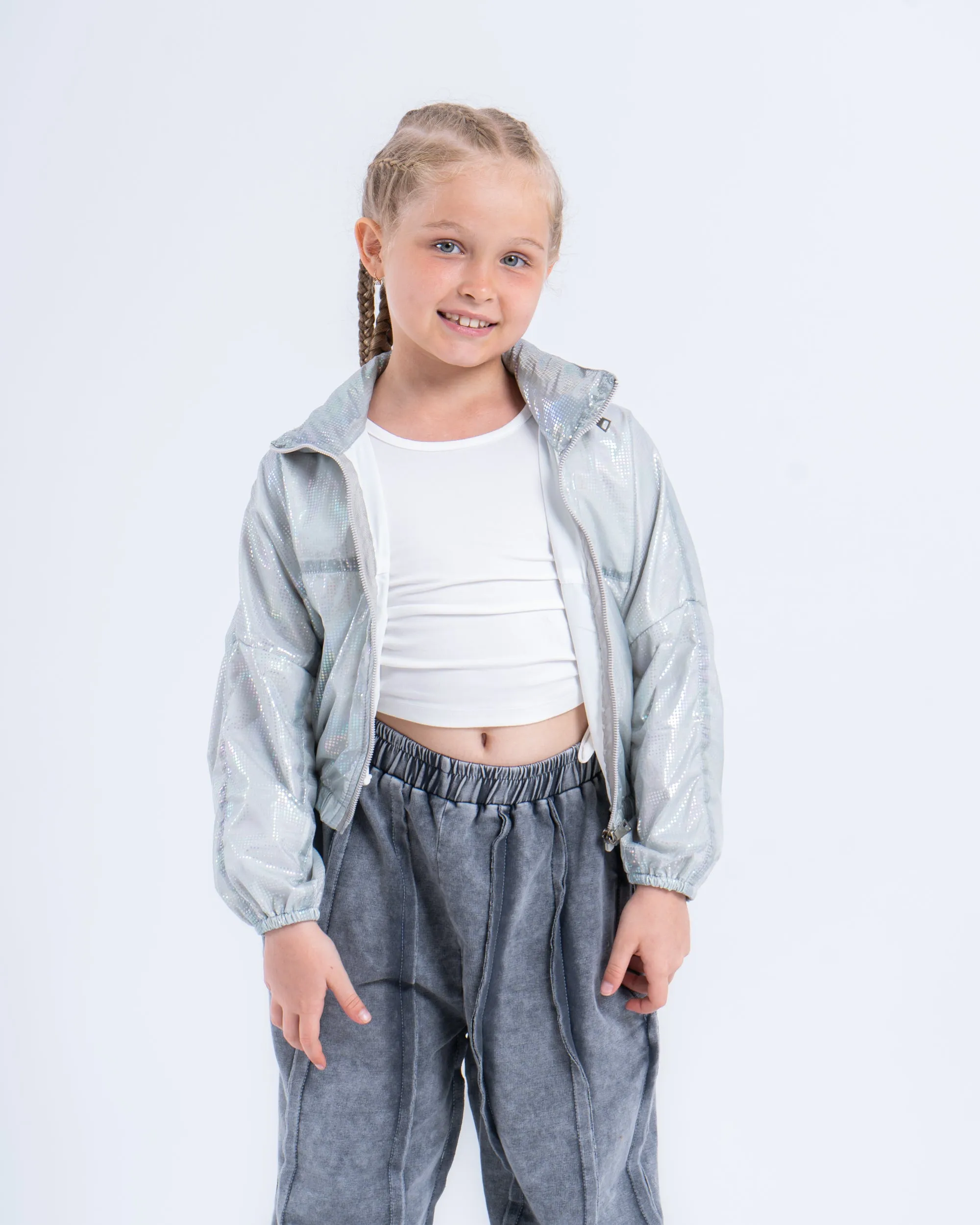 Convertible Metallic Nylon Jacket