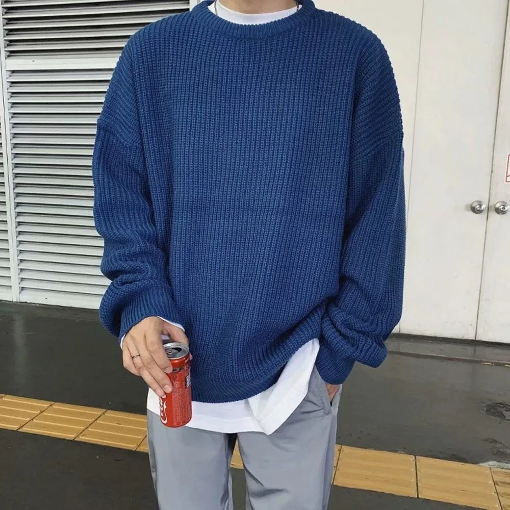 Fashion Sweaters Men Autumn Solid Color Wool Sweaters Slim Fit