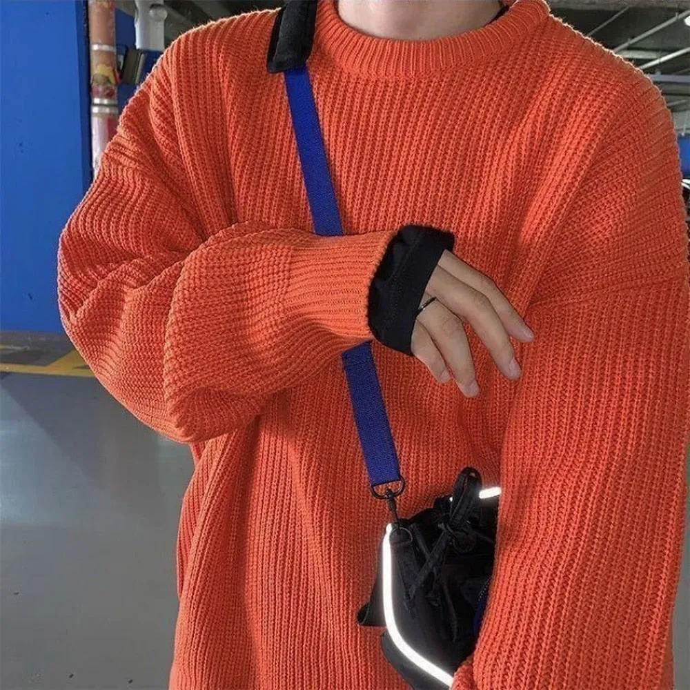 Fashion Sweaters Men Autumn Solid Color Wool Sweaters Slim Fit