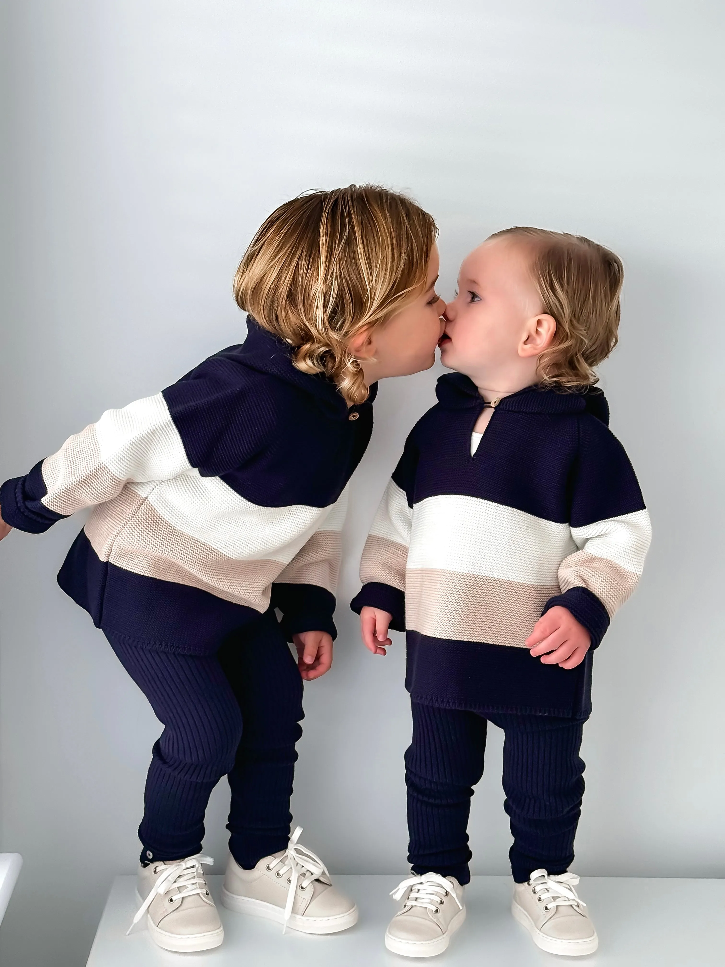 Granlei Navy & Beige Hoodie & Trouser Set