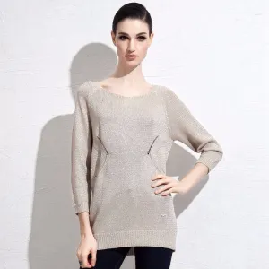 Loose Sweater With Nine Quarter Sleeve