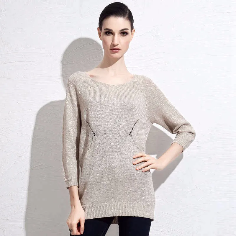 Loose Sweater With Nine Quarter Sleeve