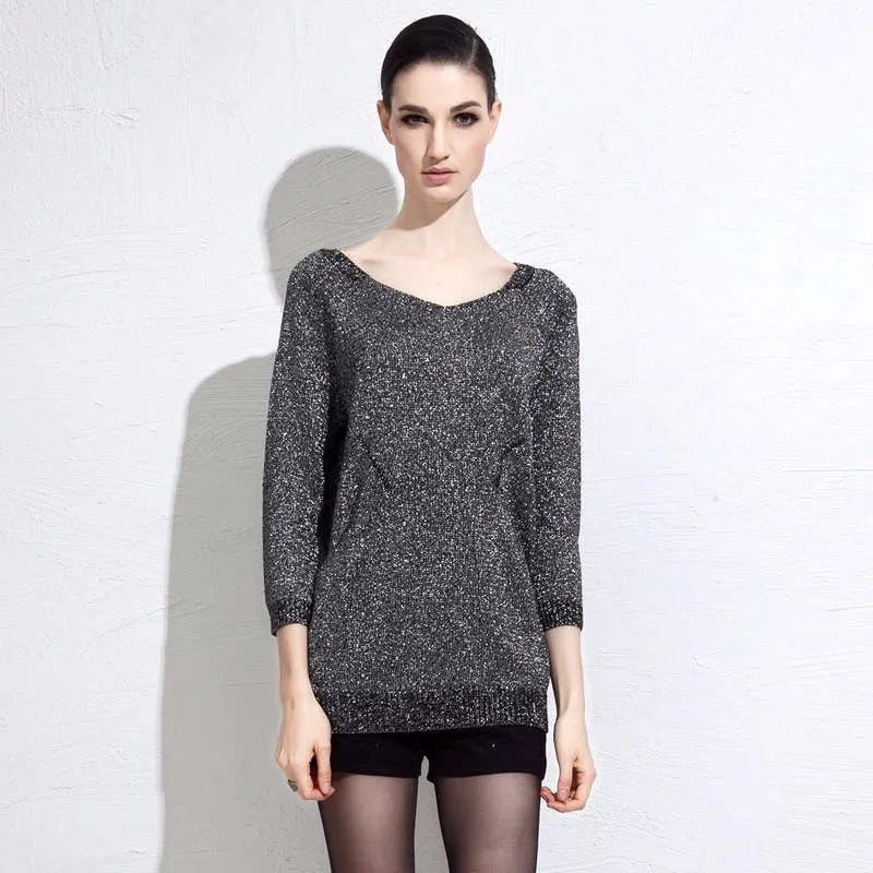 Loose Sweater With Nine Quarter Sleeve