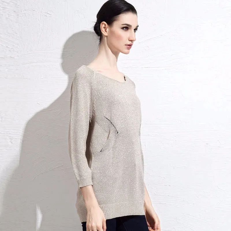 Loose Sweater With Nine Quarter Sleeve