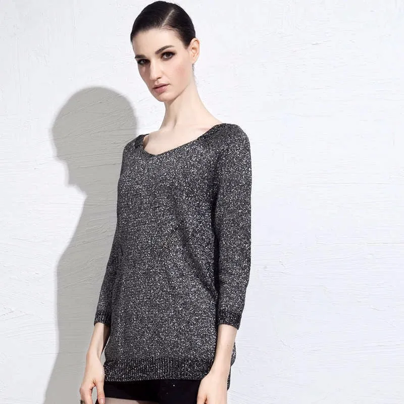 Loose Sweater With Nine Quarter Sleeve