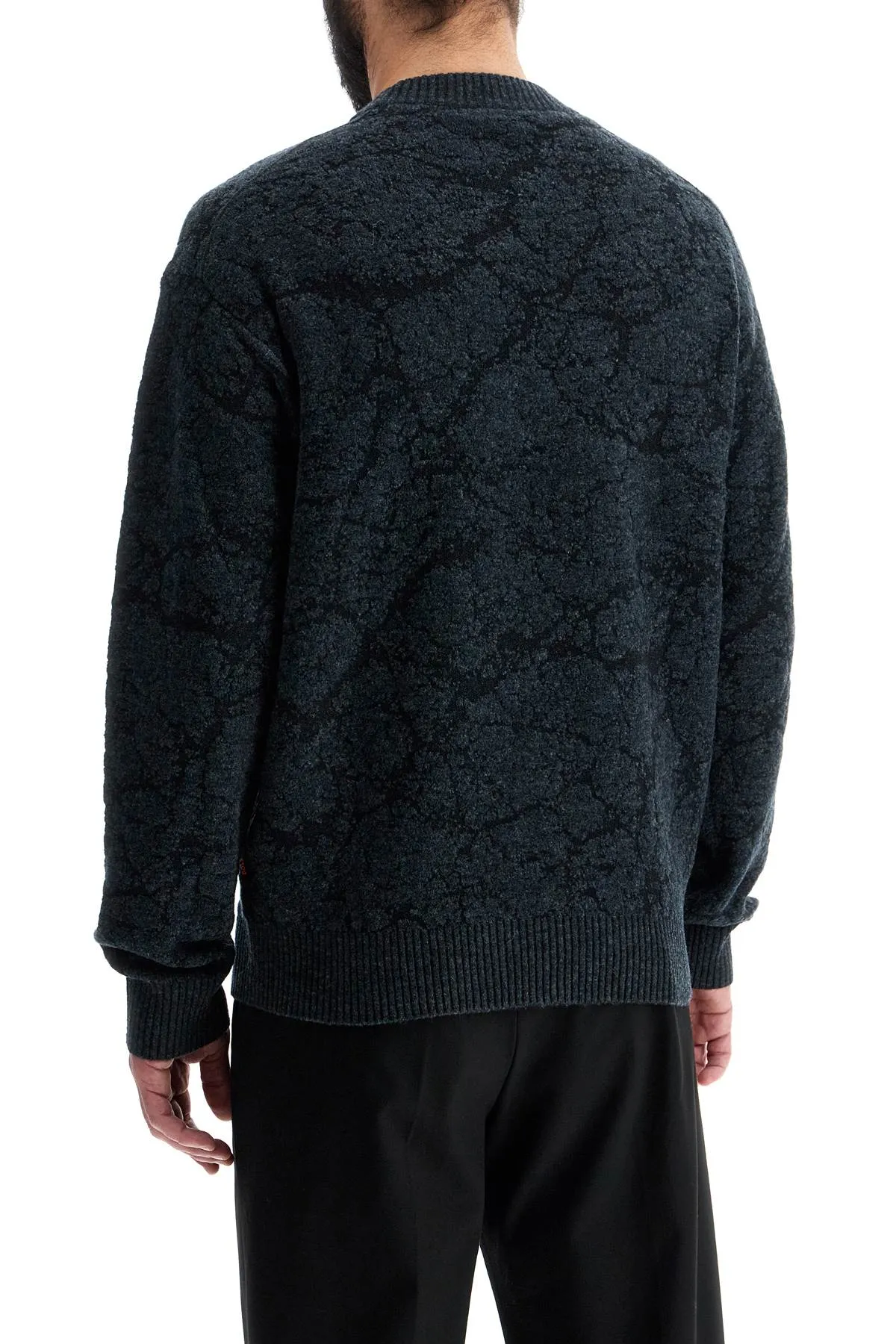 men's black wool sweater with wide neck regular fit 50523579 BLACK